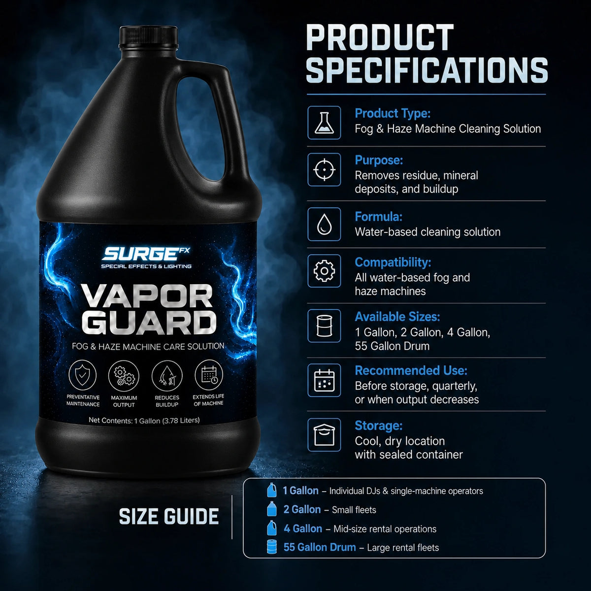 SurgeFX Vapor Guard Product Specifications Black Bottle