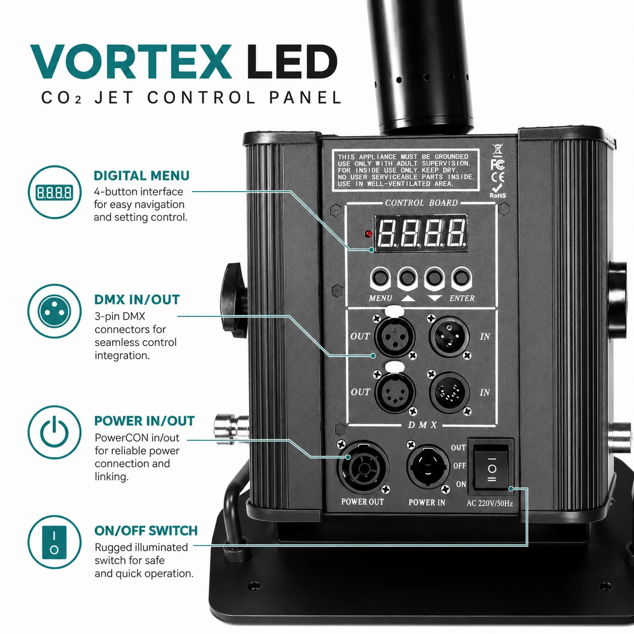 SurgeFX Vortex LED CO2 Jet control panel