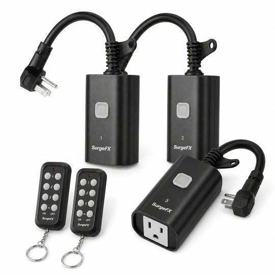 SurgeFX Weatherproof Outdoor Remote Control Outlet Plug for lighting effects