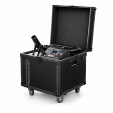 Whiteout 1500W professional snow machine in an integrated rolling flight case on a clean white background.