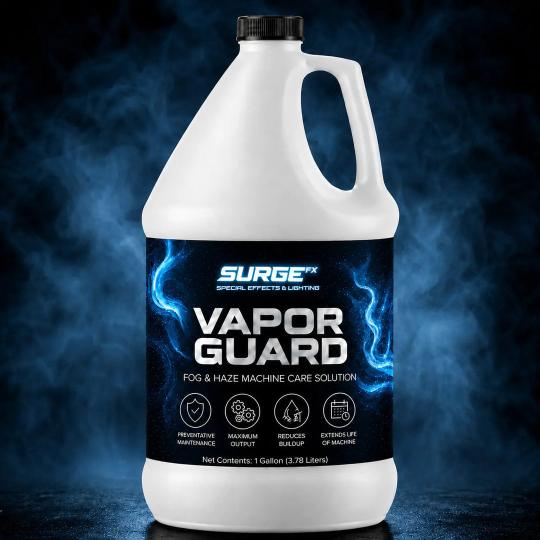 SurgeFX Vapor Guard 1-gallon fog machine cleaner — preventative maintenance solution for water-based fog and haze machines